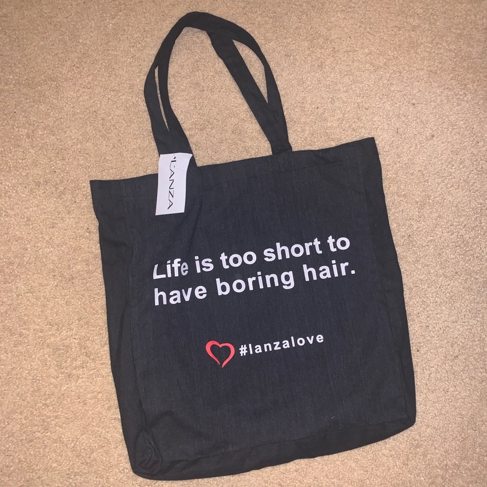 Life is too short to have boring hair black tote